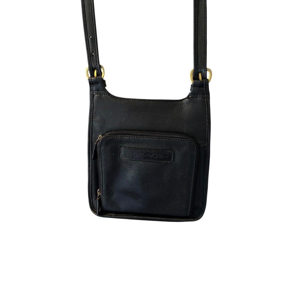 Fossil Vtg 1954 Black Pebbled Leather Shoulder Bag. Adjustable straps. Classic‎ - Picture 2 of 15